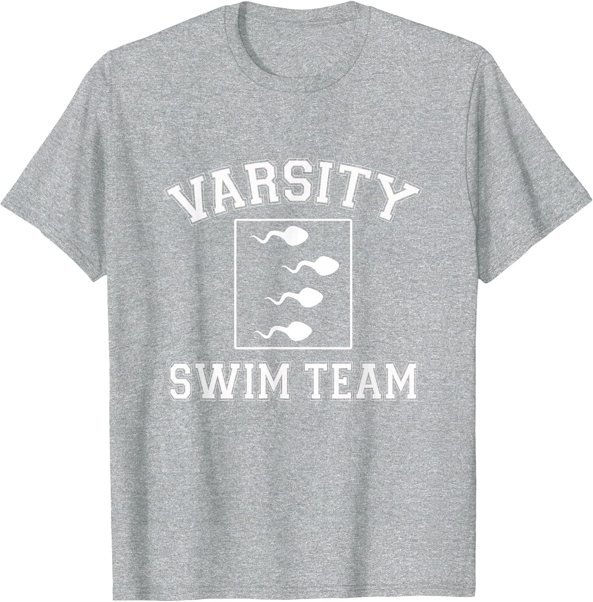 Varsity Swim Team - Funny Sperm Adult Joke Swimmer Humor T-Shirt - Heather Grey