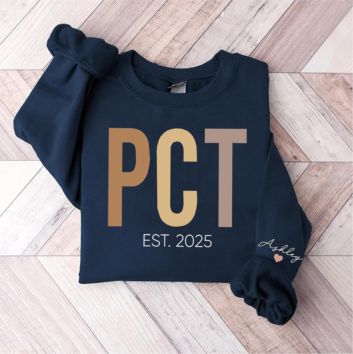Personalized PCT Sweatshirt, Custom Patient Care Tech Shirt, Hospital Staff Gift, Gift for Healthcare Worker - size chart