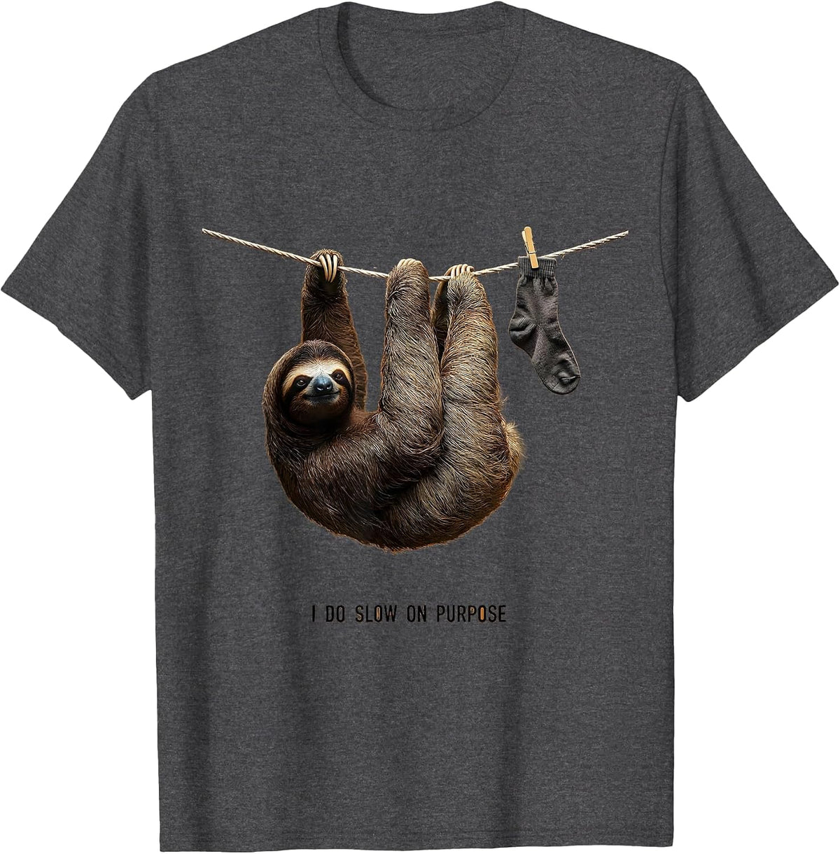 I Do Slow On Purpose Funny Sloth Novelty Animal Humor Gift T-Shirt - Dark Heather Grey