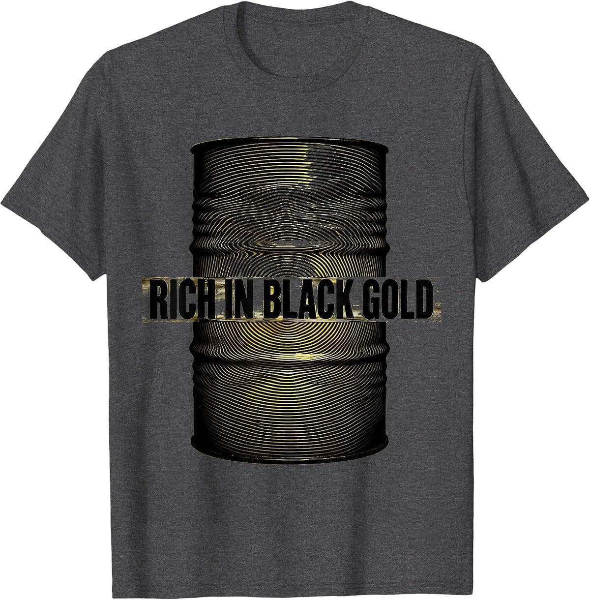 Rich in Black Gold Bold Wealth Graphic Design T-Shirt - Dark Heather Grey