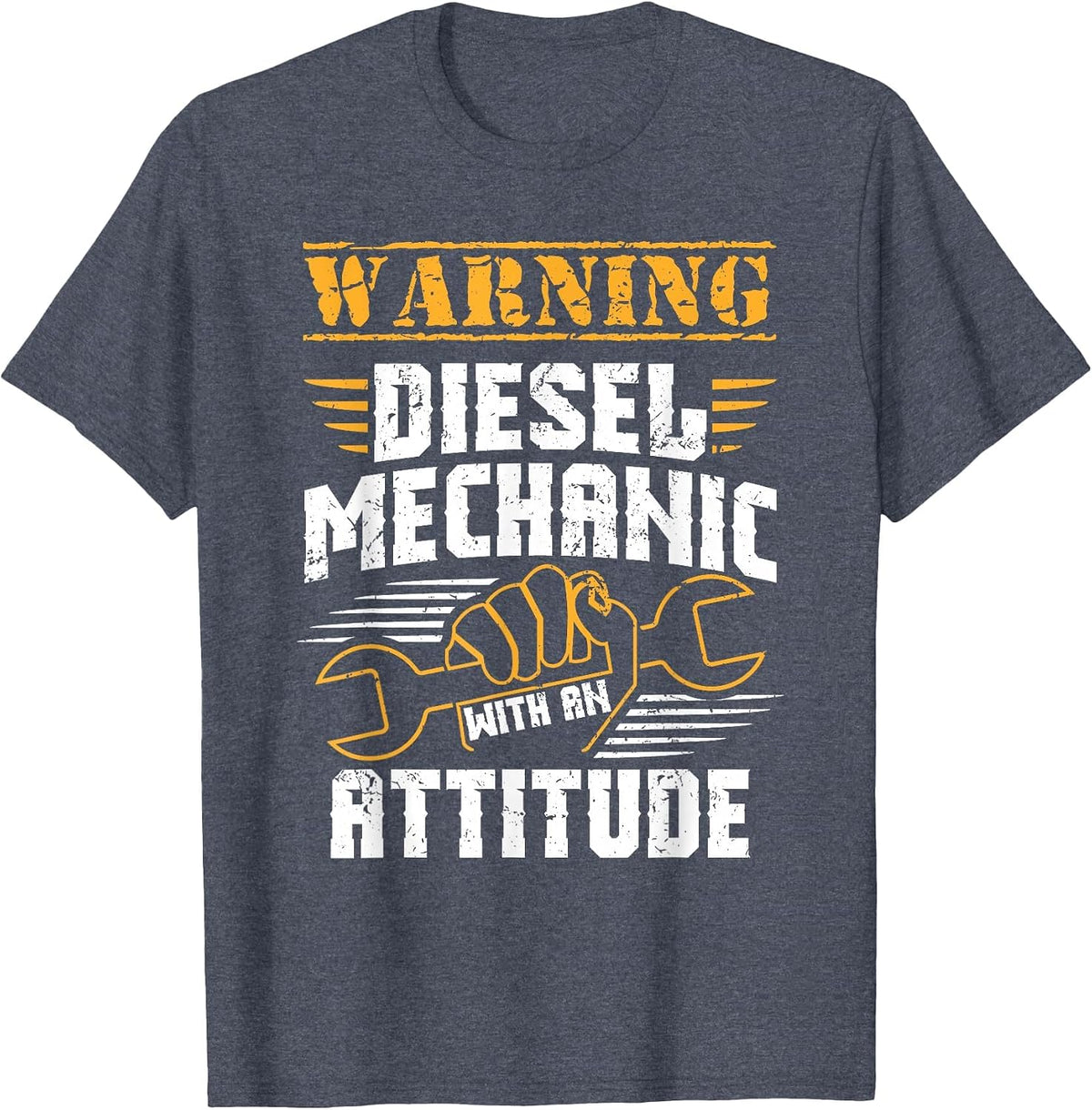 Diesel Mechanic Shirt - Diesel Mechanic with an Attitude T-Shirt - Heather Blue