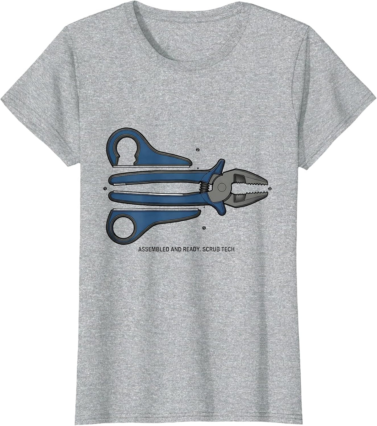 Women's Assembled And Ready Scrub Tech Surgical Technologist Humor T-Shirt - Heather Grey