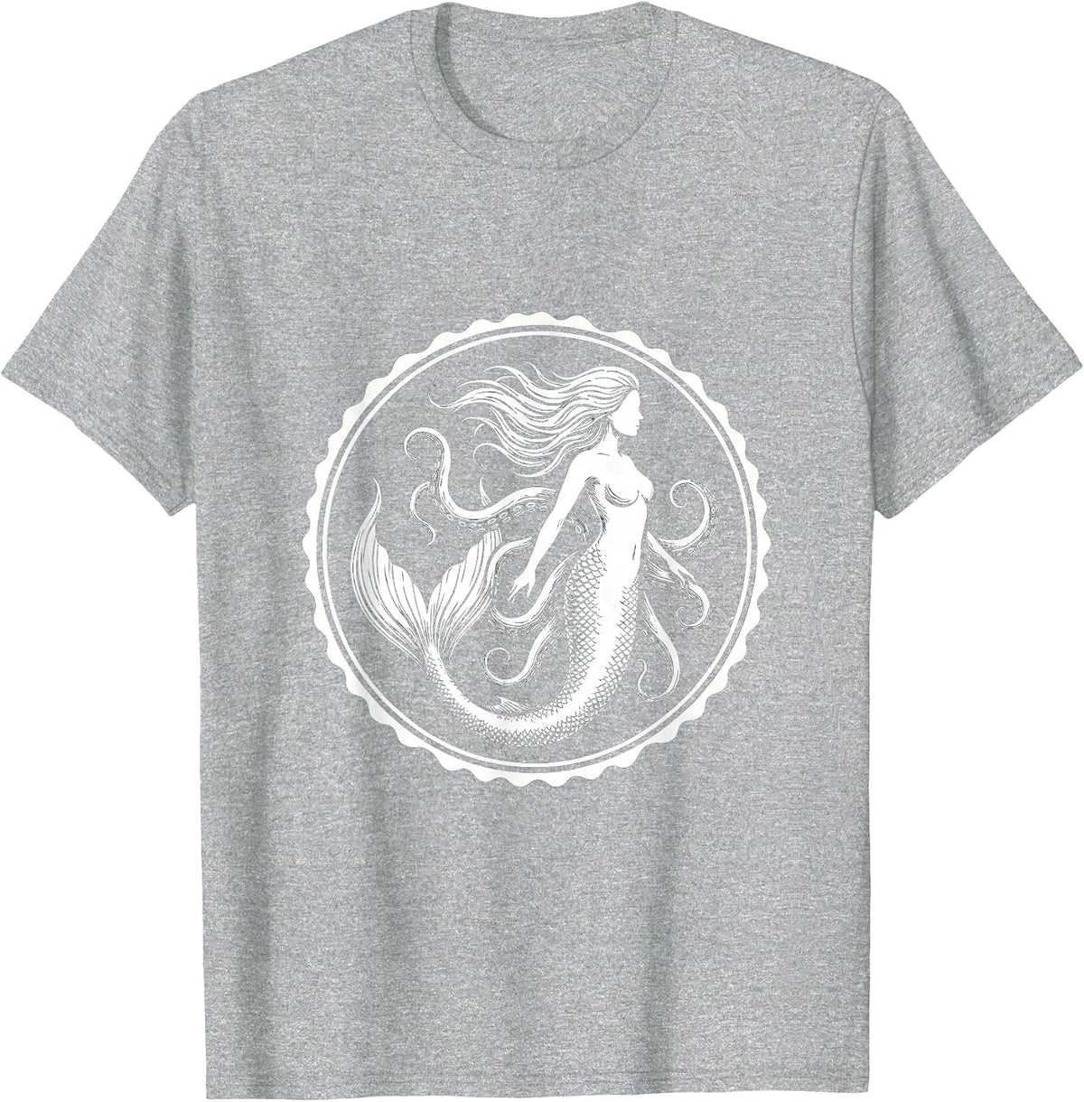 Men's Mermaid and Octopus Deep Sea Illustration T-Shirt - Heather Grey