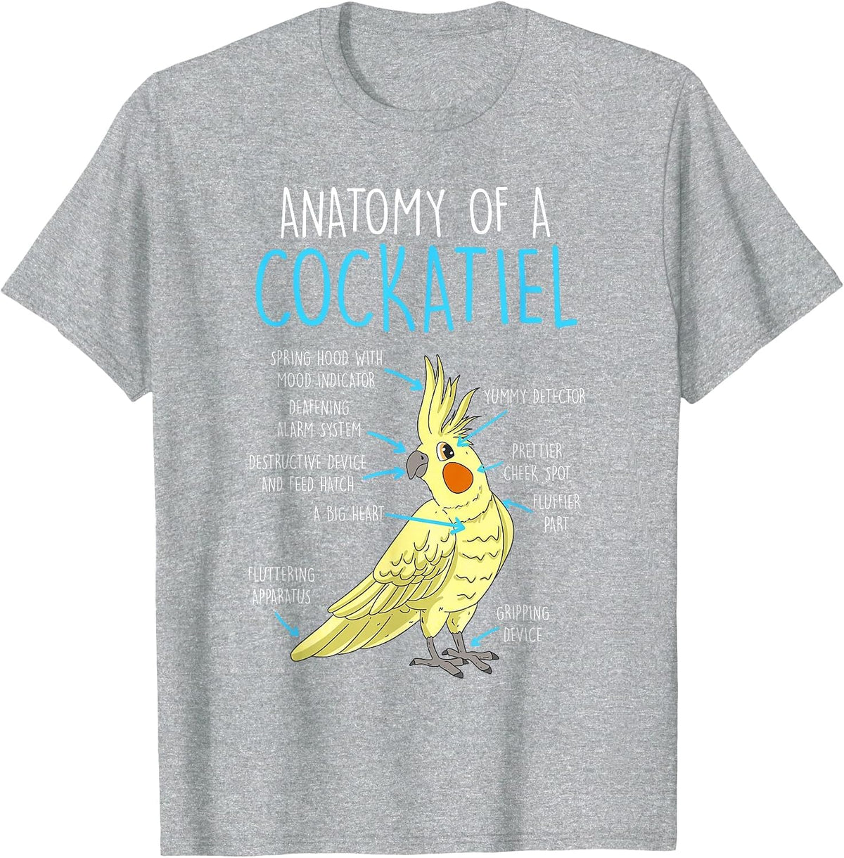 Anatomy of a Cockatiel Bird T-Shirt - Heather Grey