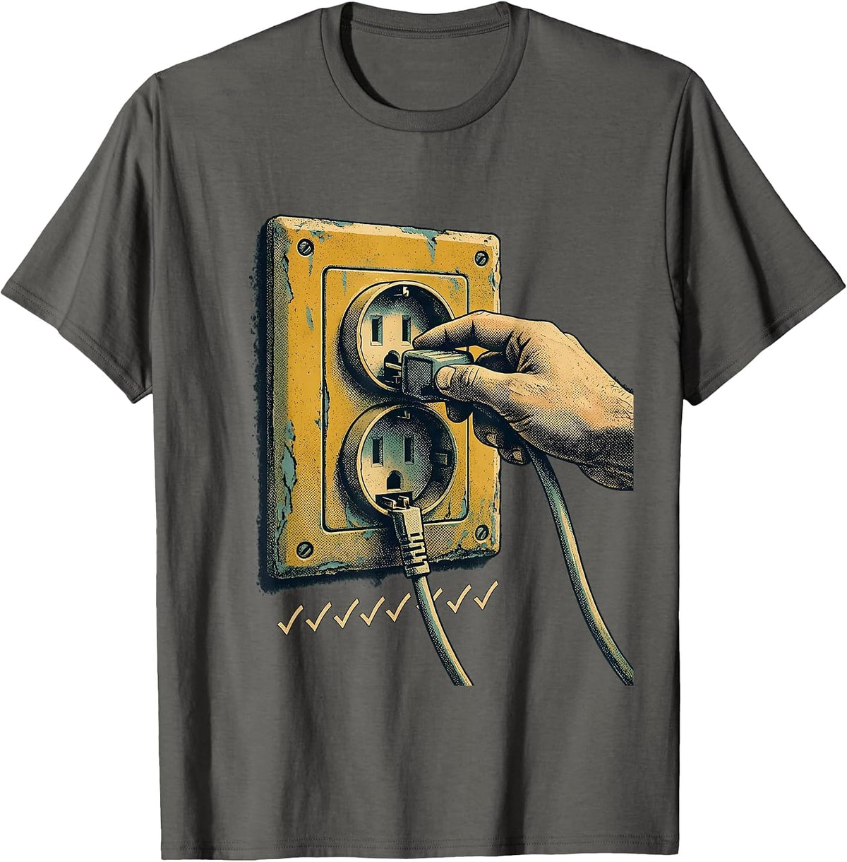 Tech Support Outlet Funny IT Humor Gift T-Shirt - Asphalt Grey