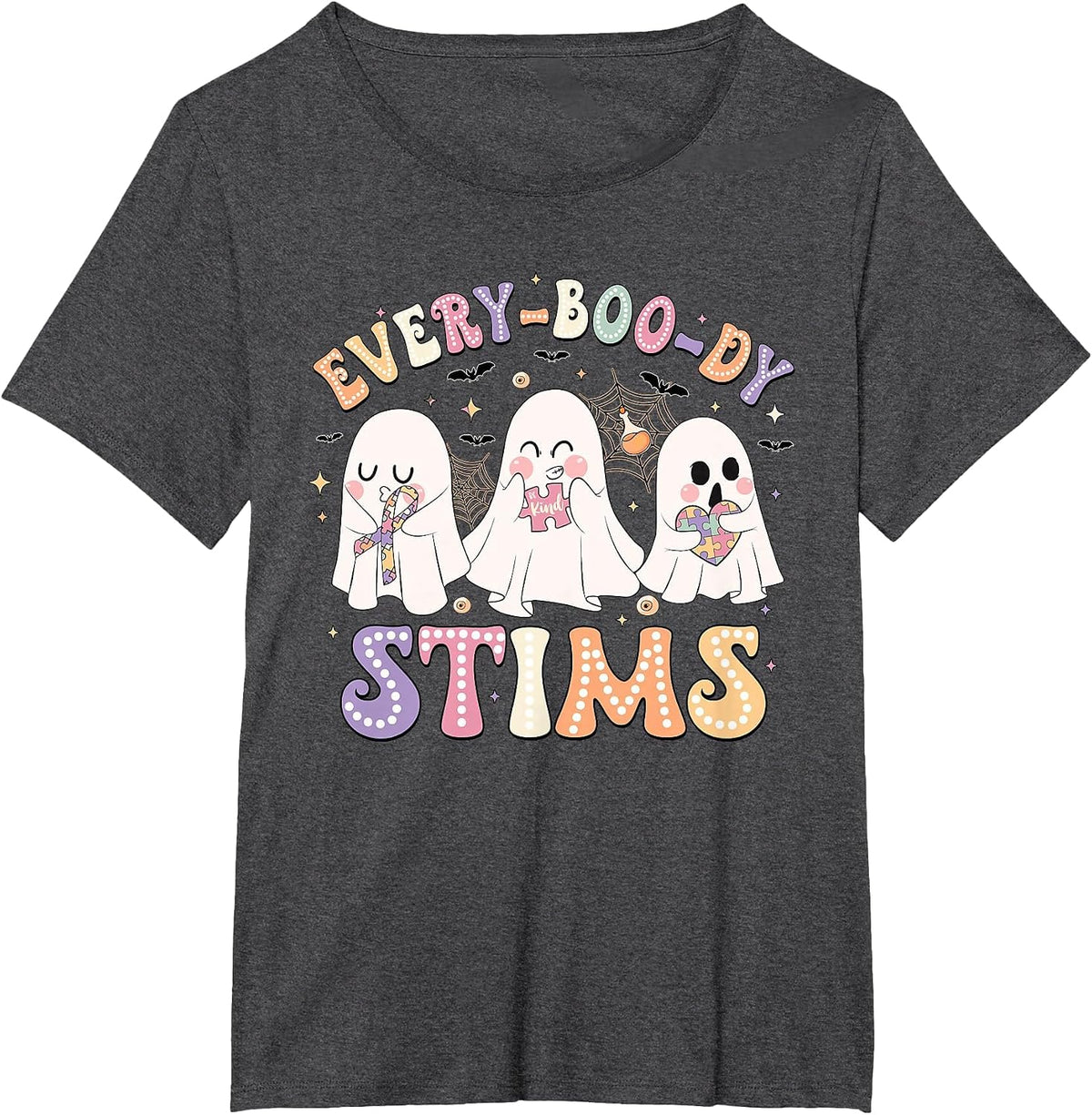 Everyboody Stims Halloween Special Education Spooky Autism T-Shirt - Dark Heather Grey