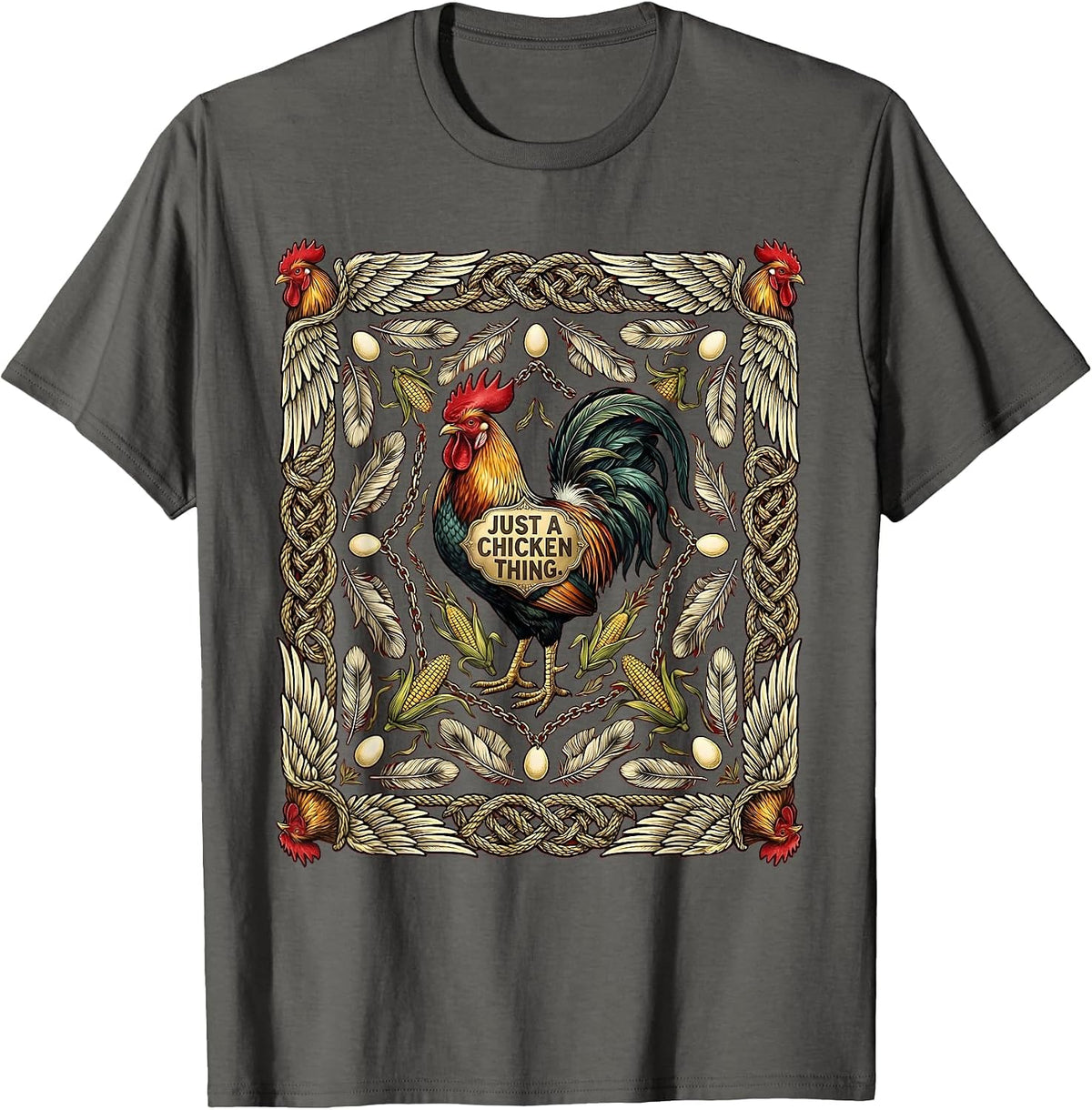 Men's Just a Chicken Thing Funny Poultry Lover Design T-Shirt - Asphalt Grey