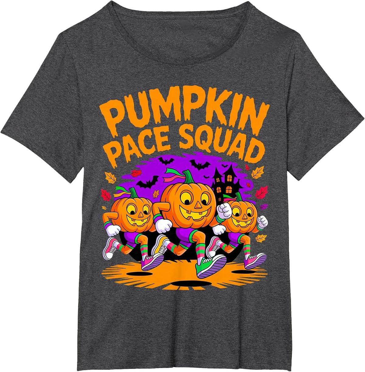 Pumpkin Pace Squad Runner Costume Halloween Running Marathon T-Shirt - Dark Heather Grey