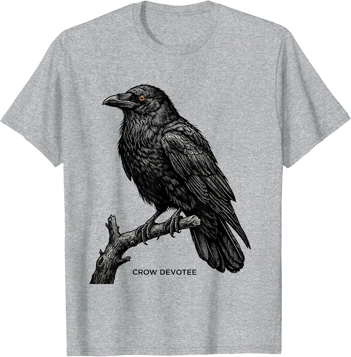 Men's Crow Devotee Gothic Nature Bird Enthusiast Dark Humor T-Shirt - Heather Grey