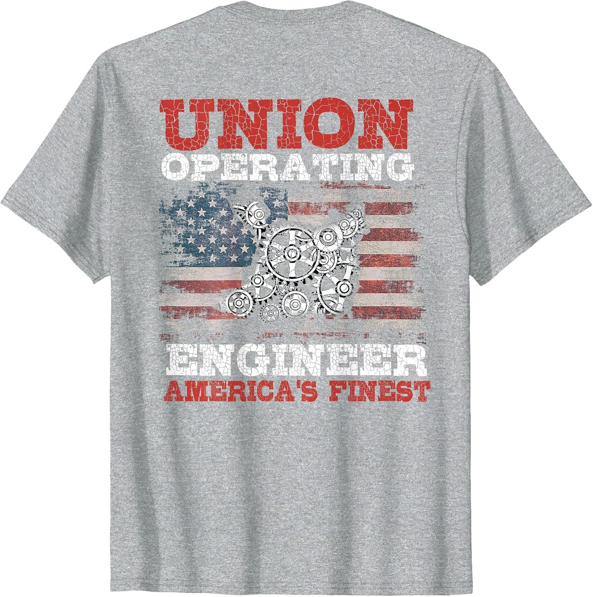 Operating Engineers Design On Back of Clothing T-Shirt - Heather Grey