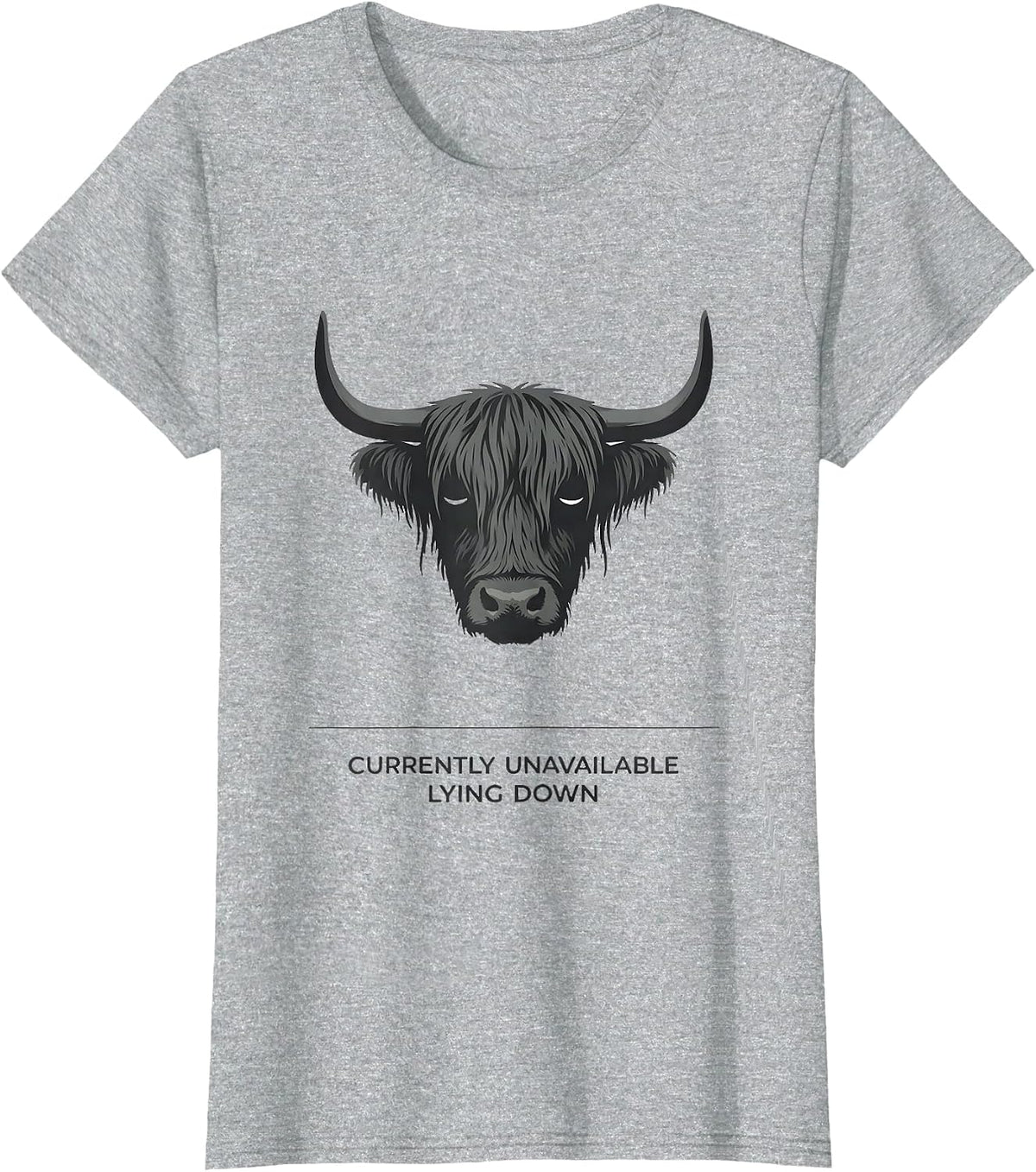 Currently Unavailable Lying Down Highland Cow Cozy Novelty T-Shirt - Heather Grey