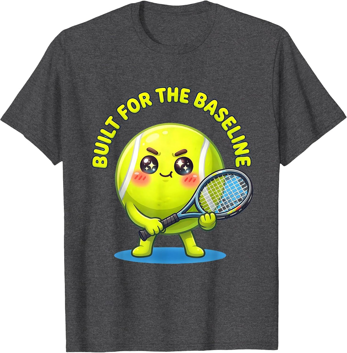 Built for the Baseline Tennis Graphic Design T-Shirt - Dark Heather Grey