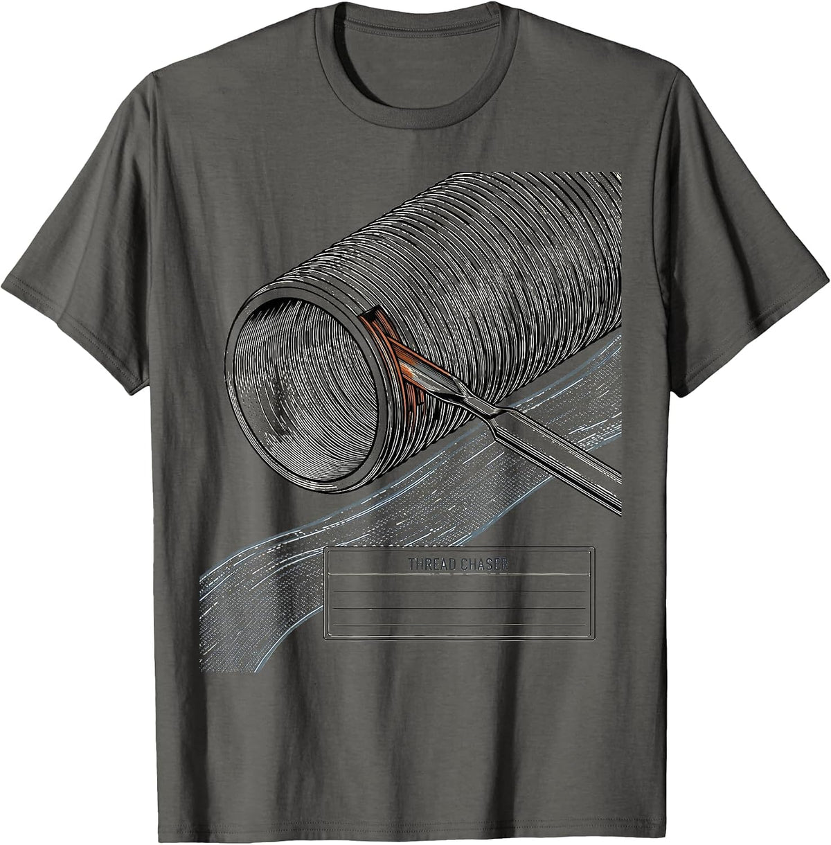 Men's Thread Chaser Funny Plumber Pipefitter Occupational Humor T-Shirt - Asphalt Grey