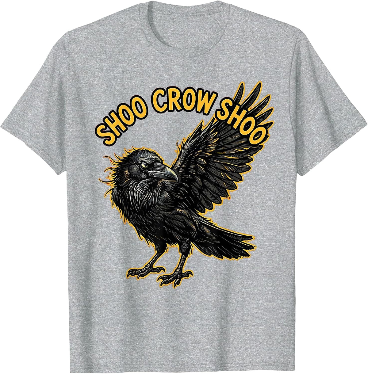 Men's Shoo Crow Shoo Fawk Off Crow Design T-Shirt - Heather Grey