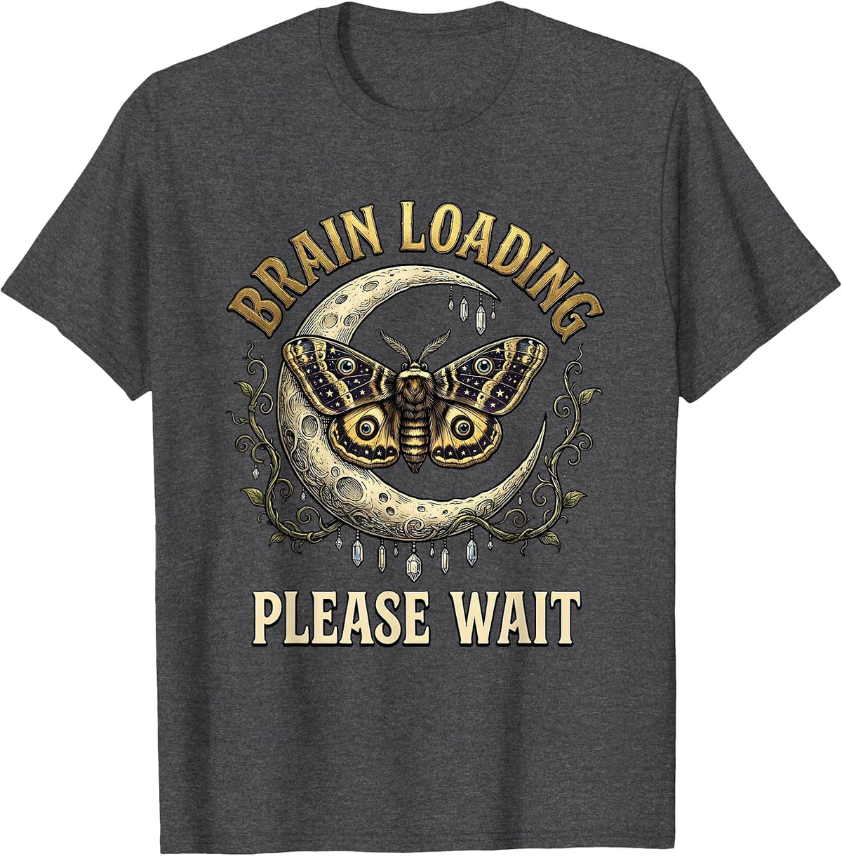 Brain Loading Please Wait Funny Graphic Design T-Shirt - Dark Heather Grey