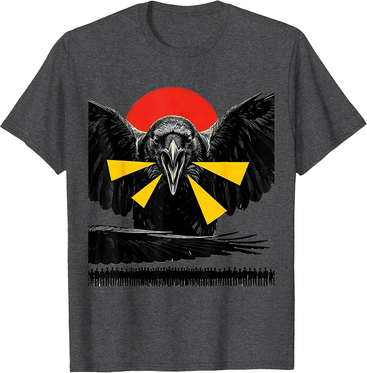 Men's Black Crow Pop Art Gothic Humor Dark Humor Gift T-Shirt - Dark Heather Grey