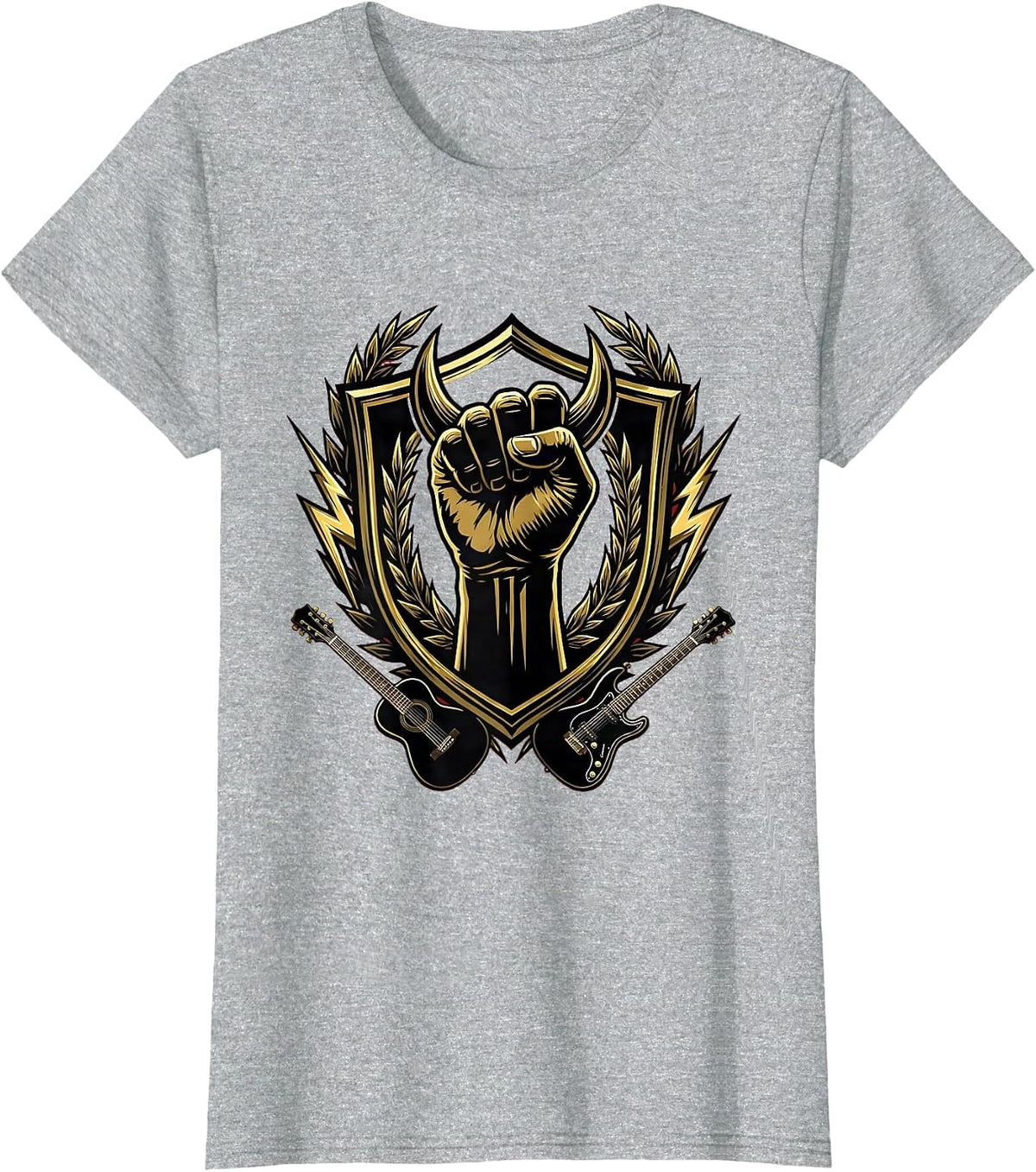 Devil Horns Hand Sign Rock On Graphic T-Shirt - Heather Grey