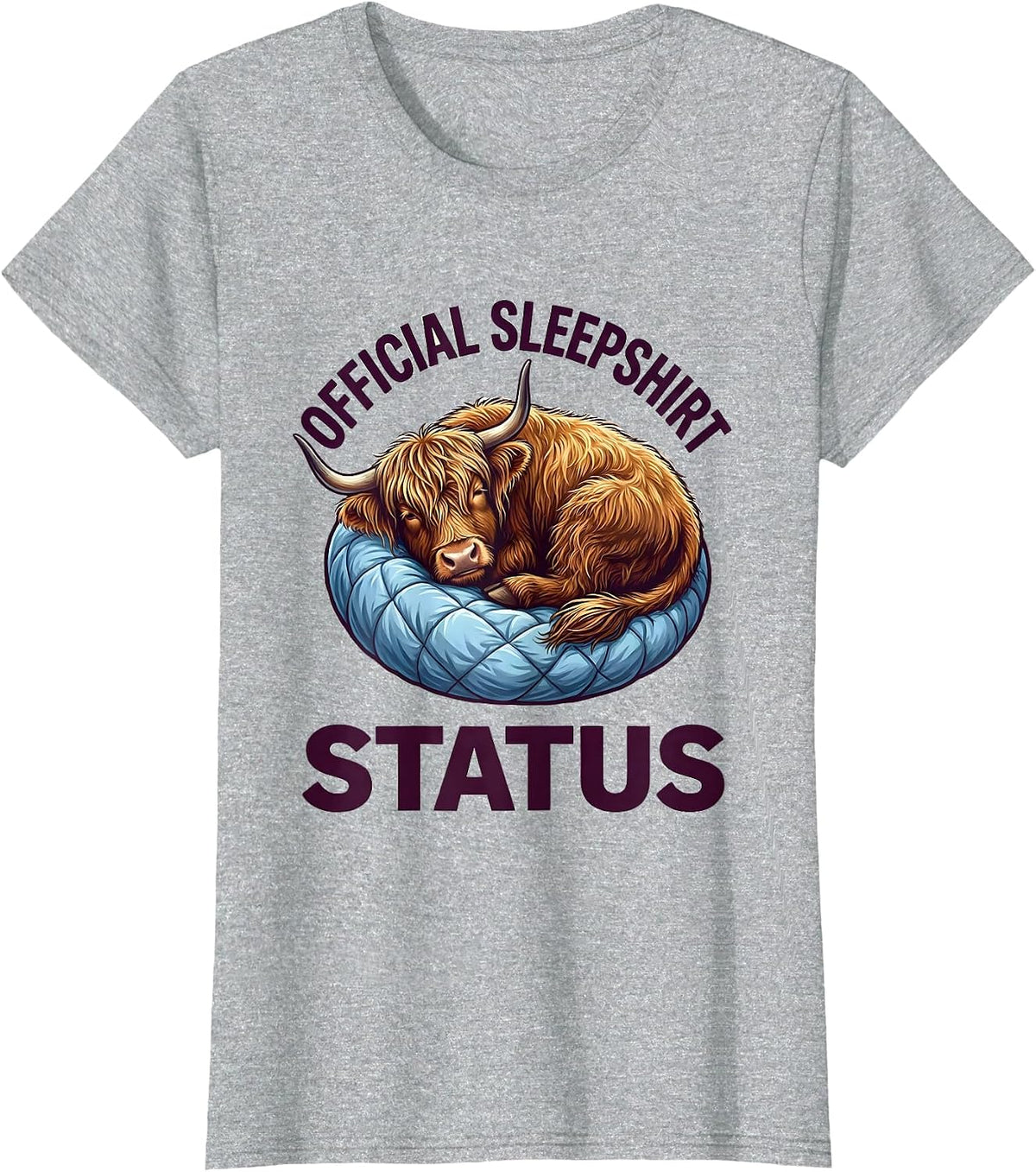 Women's Official Sleepshirt Status Cute Kawaii Highland Cow Cozy T-Shirt - Heather Grey