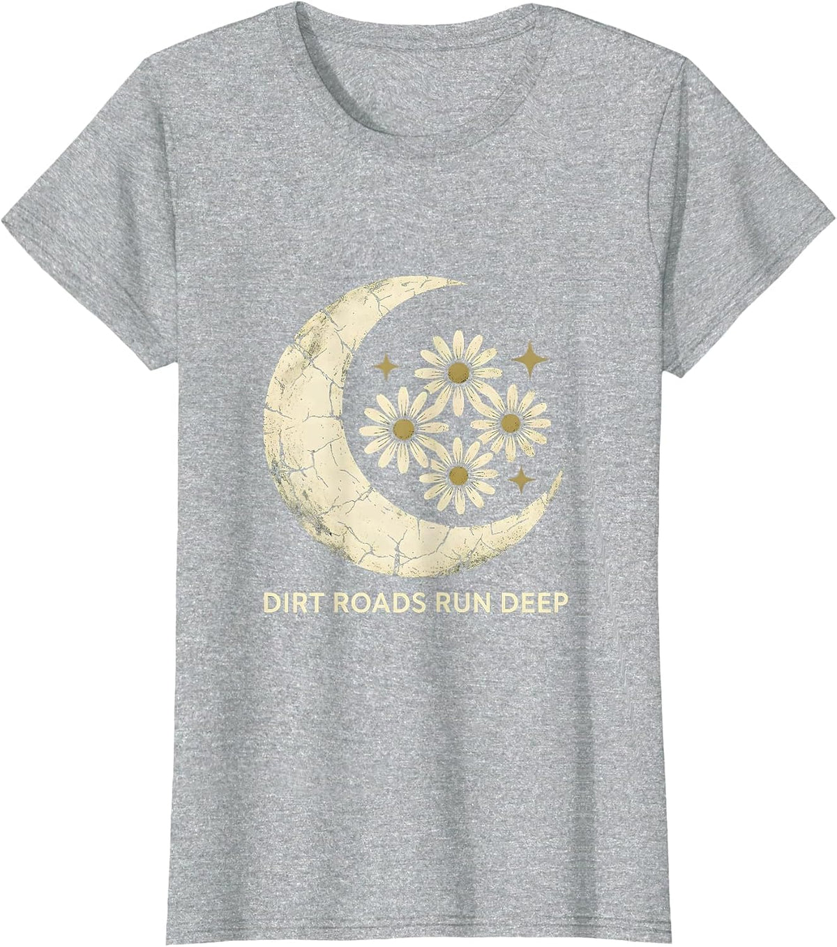 Dirt Roads Run Deep Country Roots Design T-Shirt - Heather Grey