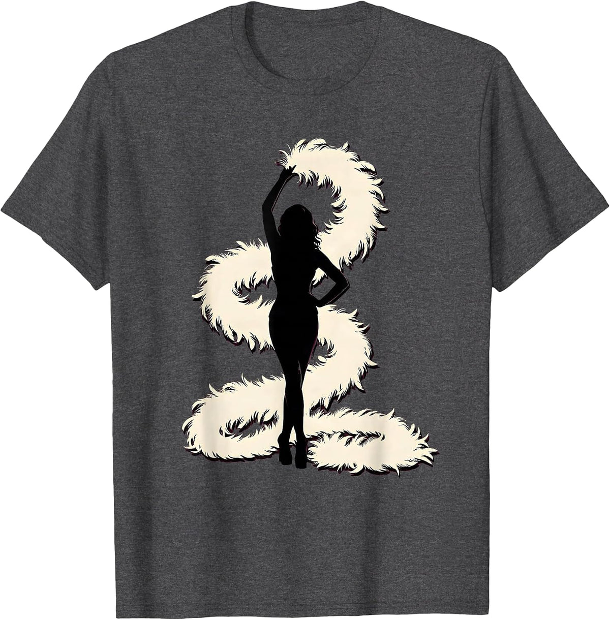 Feather Boa Coiled Snake Showgirl Graphic T-Shirt - Dark Heather Grey
