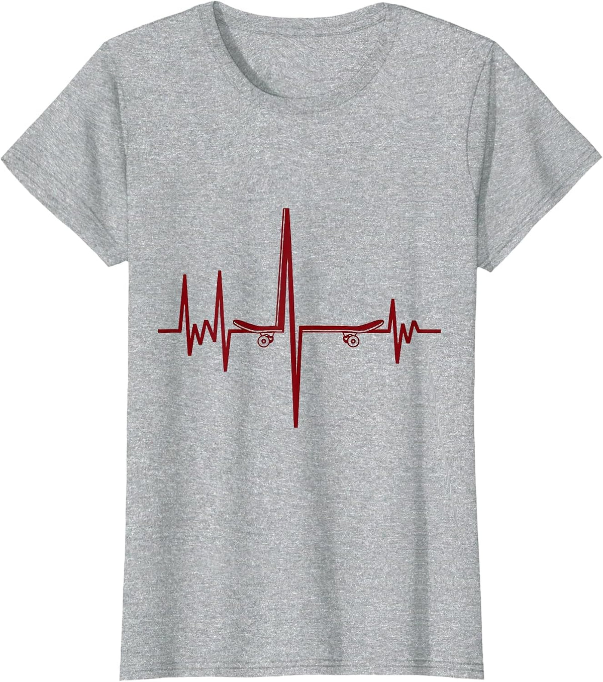 Skateboard Pulse Line Hobbyist Gift T-Shirt - Heather Grey