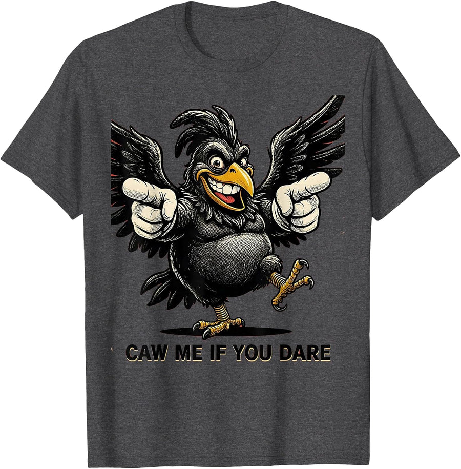 Men's Caw Me If You Dare Bold Crow Graphic Design T-Shirt - Dark Heather Grey