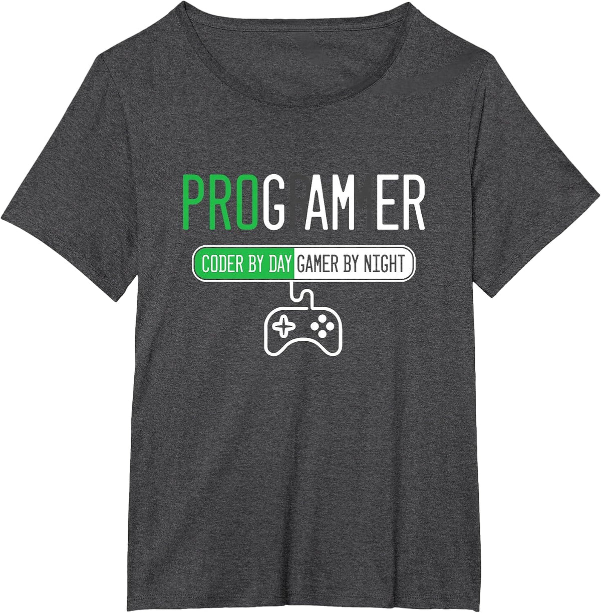 Programmer Coder Code Day Night Player Console Software T-Shirt - Dark Heather Grey