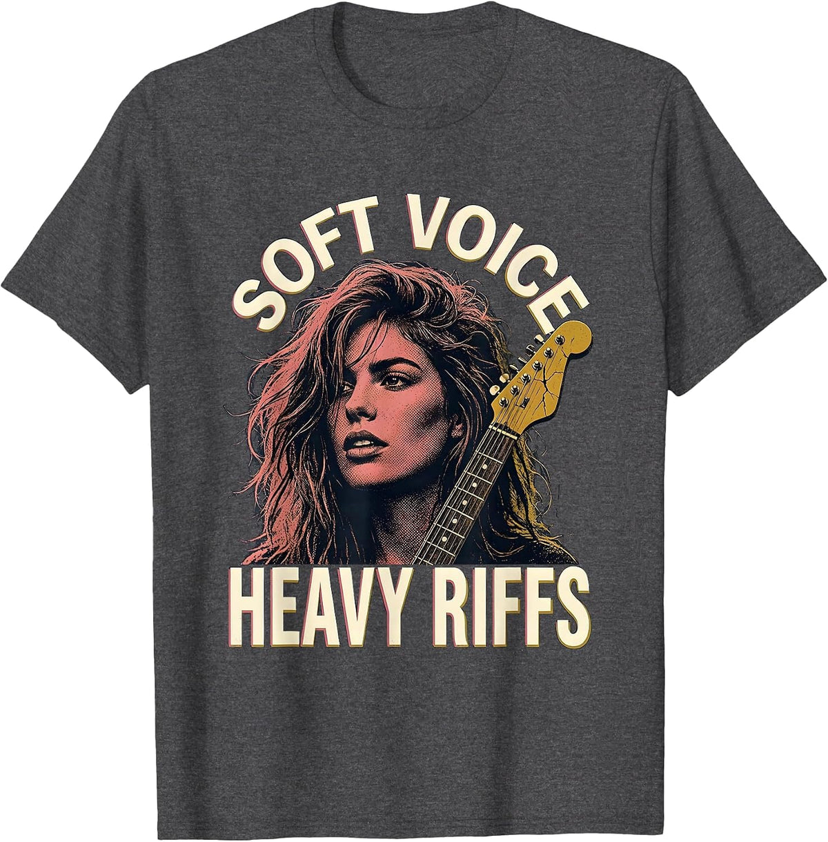 Men's Soft Voice Heavy Riffs Grunge Women Music Design T-Shirt - Dark Heather Grey