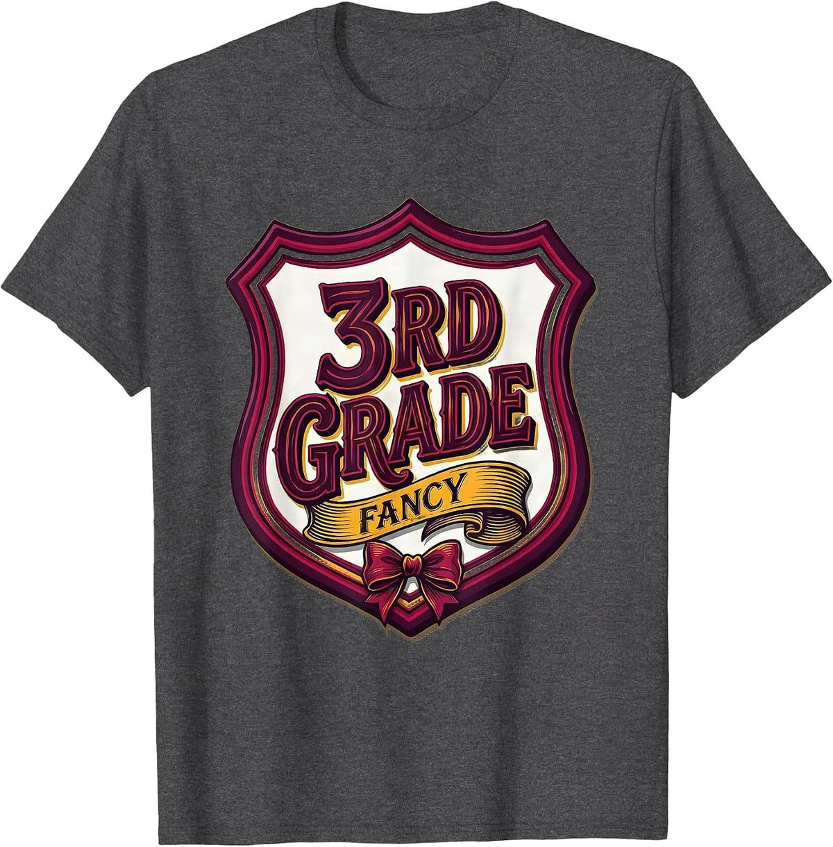 Men's 3rd Grade Fancy Coquette Bow Back to School Girl Teacher T-Shirt - Dark Heather Grey