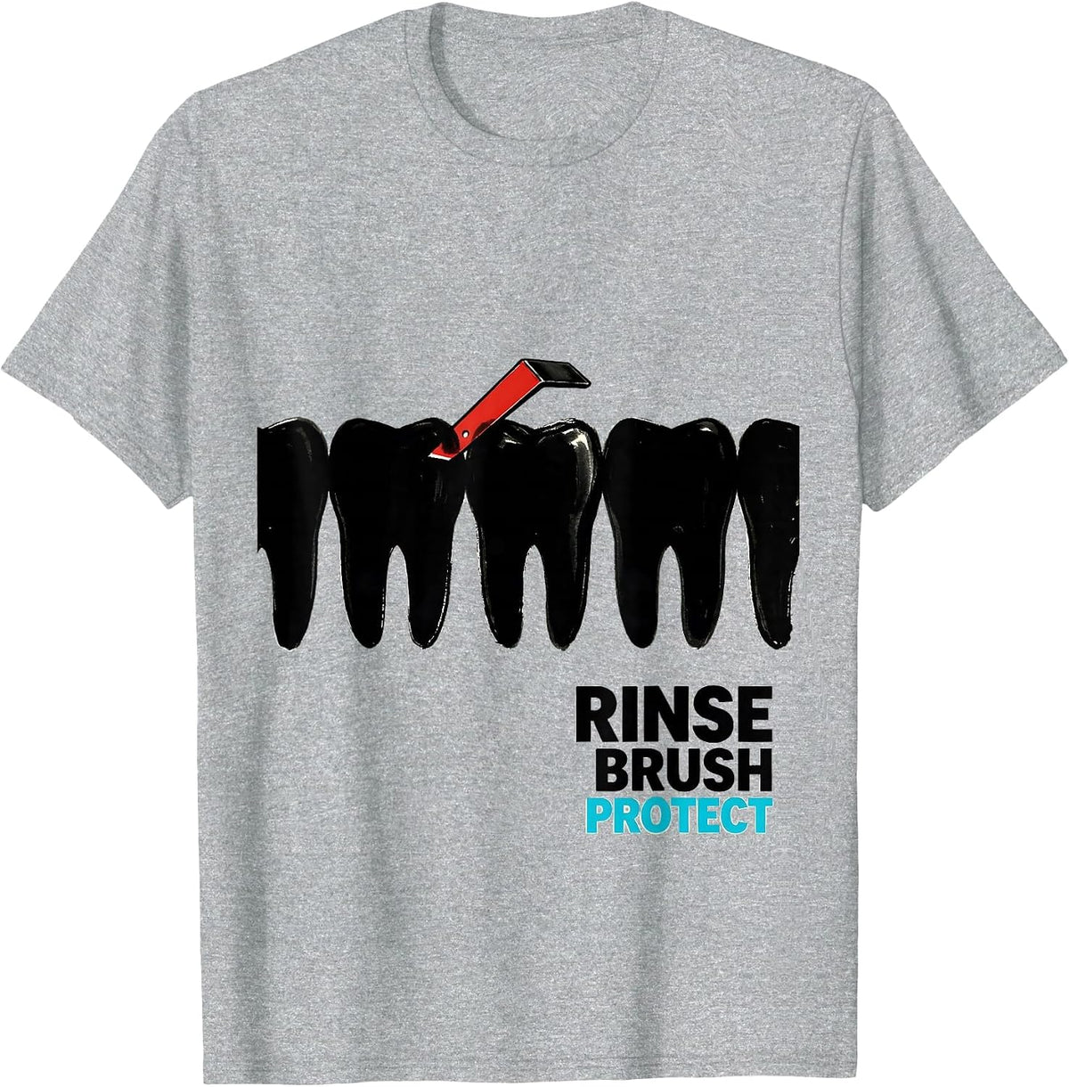 Men's Rinse, Brush, Protect Funny Dental Hygienist Humor T-Shirt - Heather Grey