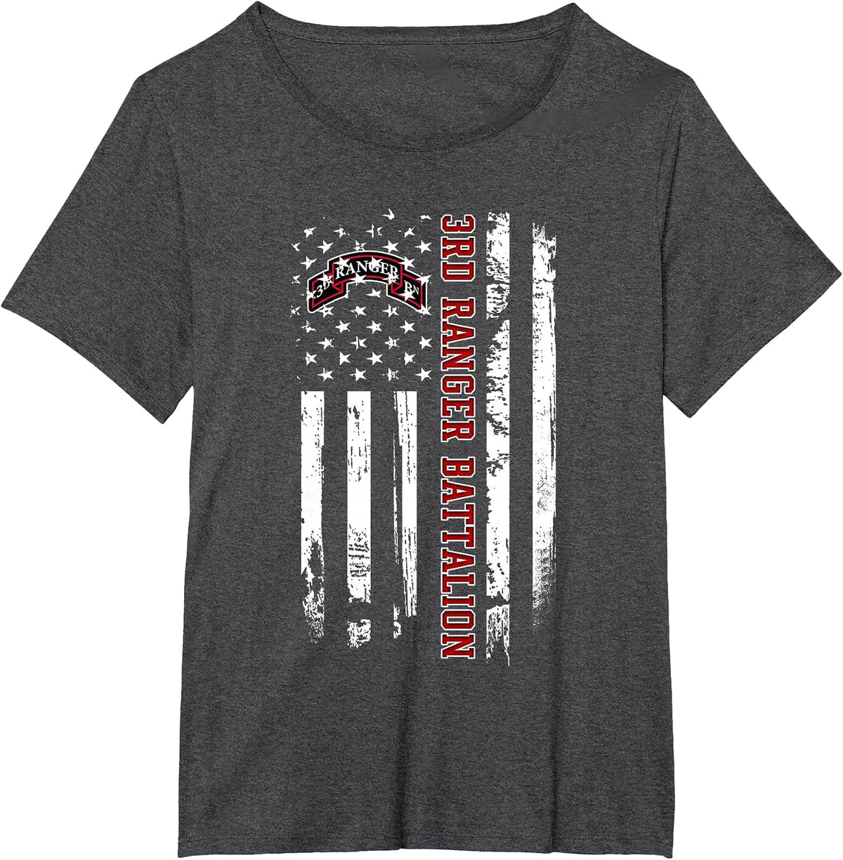 3rd Ranger Battalion Veteran USA Flag Veterans Day Xmas T-Shirt - Dark Heather Grey