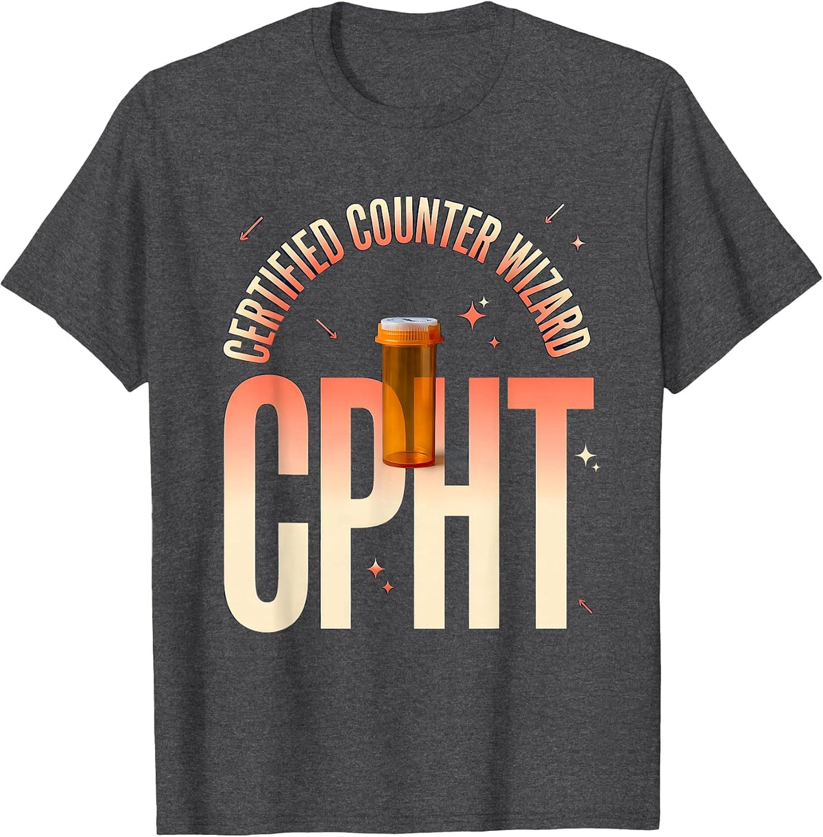 Certified Counter Wizard CPhT Funny Pharmacy Tech Humor T-Shirt - Dark Heather Grey