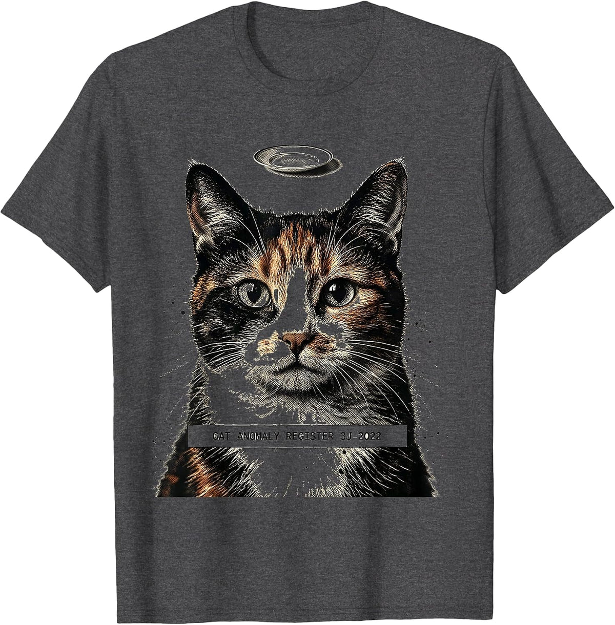 Cat Anomaly Register 3J-2022 Funny Cat UFO Abduction Gift T-Shirt - Dark Heather Grey