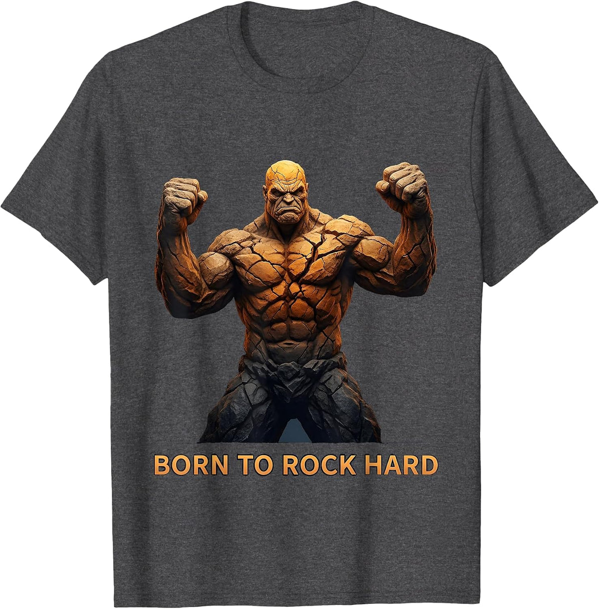 Born to Rock Hard Classic Rock Music Design T-Shirt - Dark Heather Grey