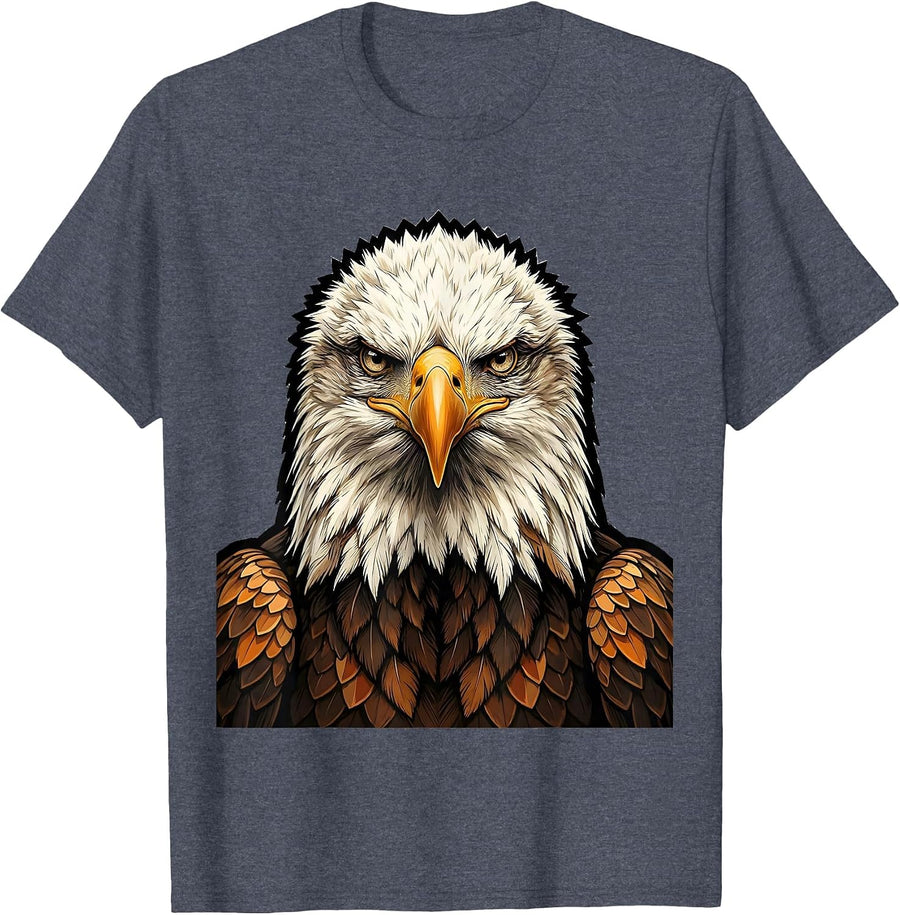 Bald Eagle Portrait Faith Mascot Pride T-Shirt - Heather Blue