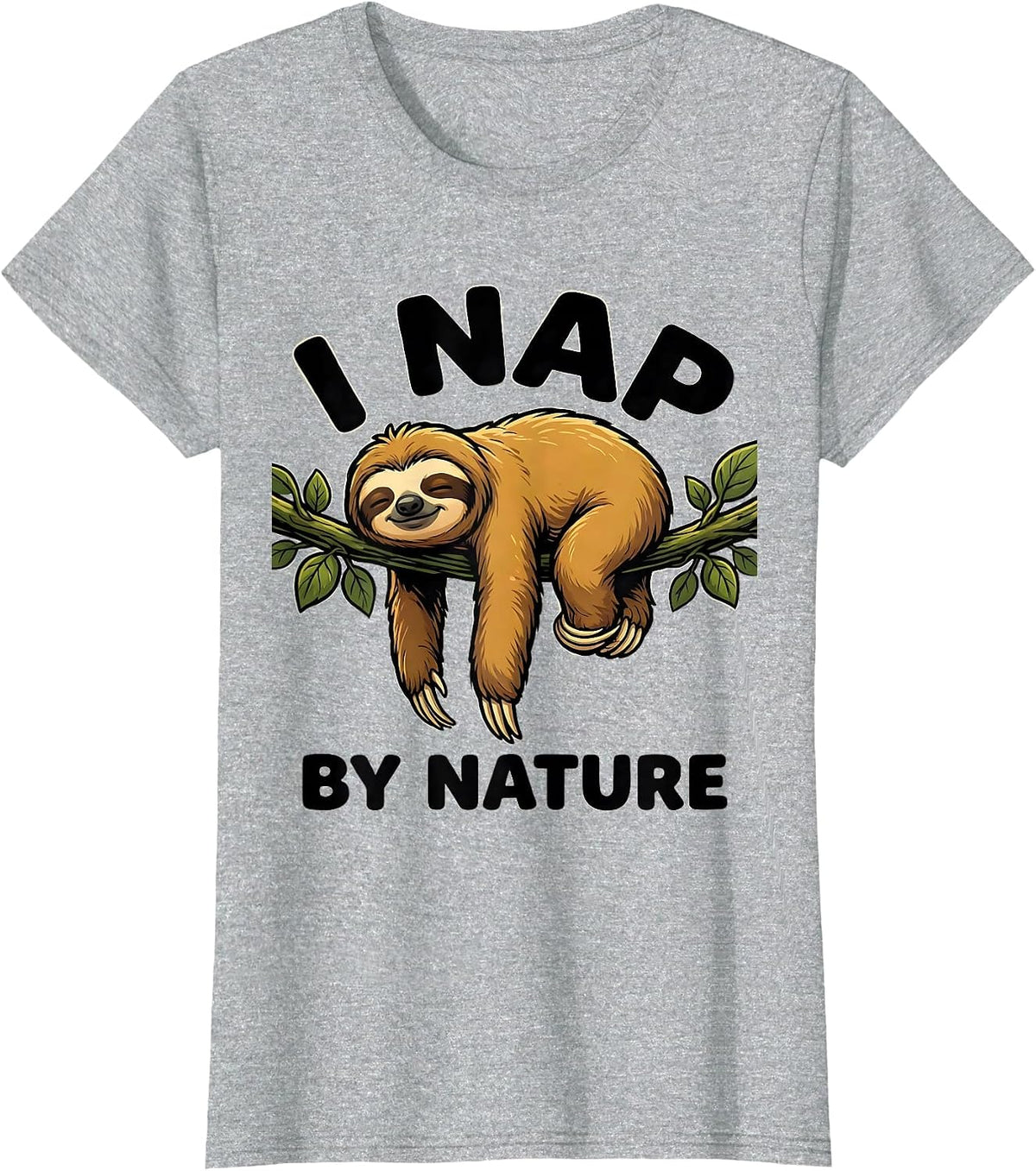 I Nap By Nature Funny Sloth Lover Gift for Introverts T-Shirt - Heather Grey