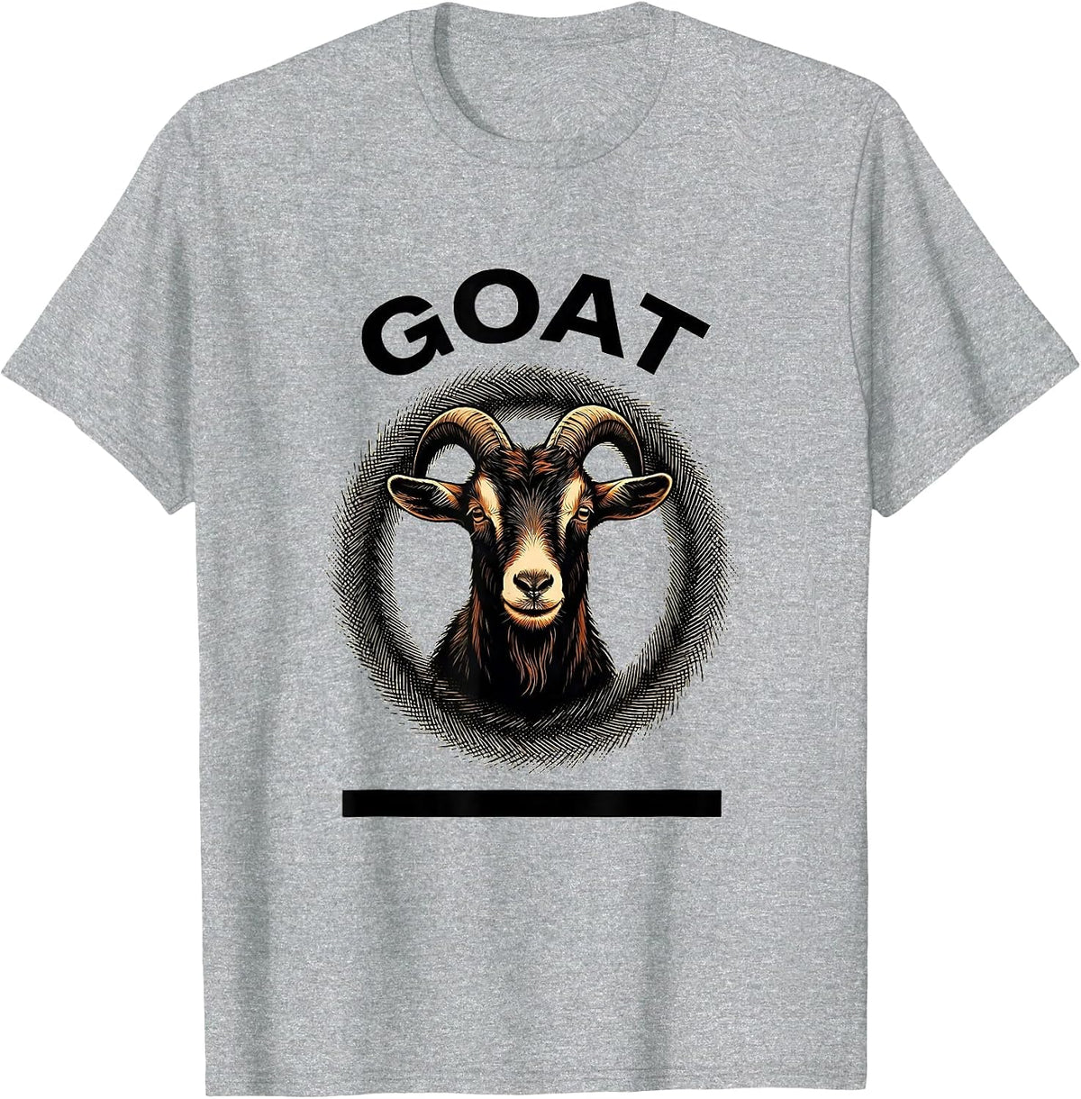Men's Goat Minimalist Badge Patch Line Art Animal T-Shirt - Heather Grey