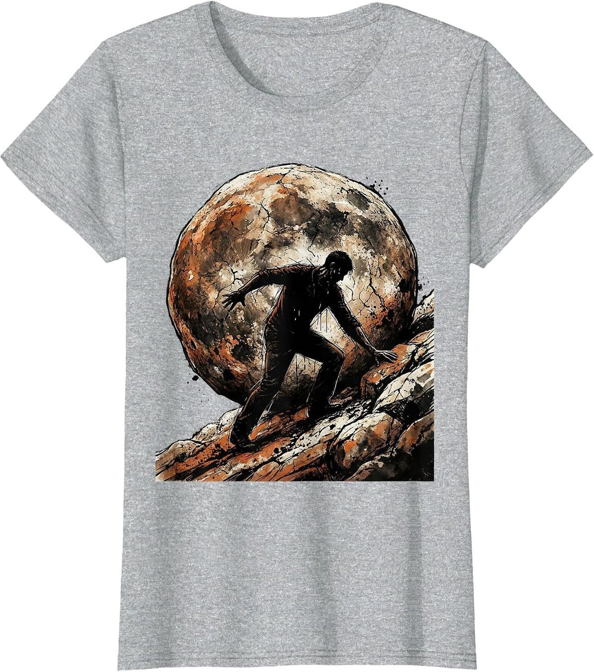 Sisyphus Boulder Push Resistance Graphic T-Shirt - Heather Grey