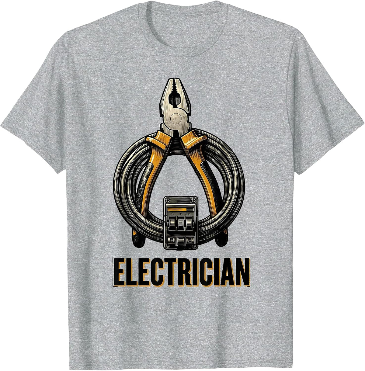Men's Electrician Wood Type Letterpress Halloween Occupation T-Shirt - Heather Grey