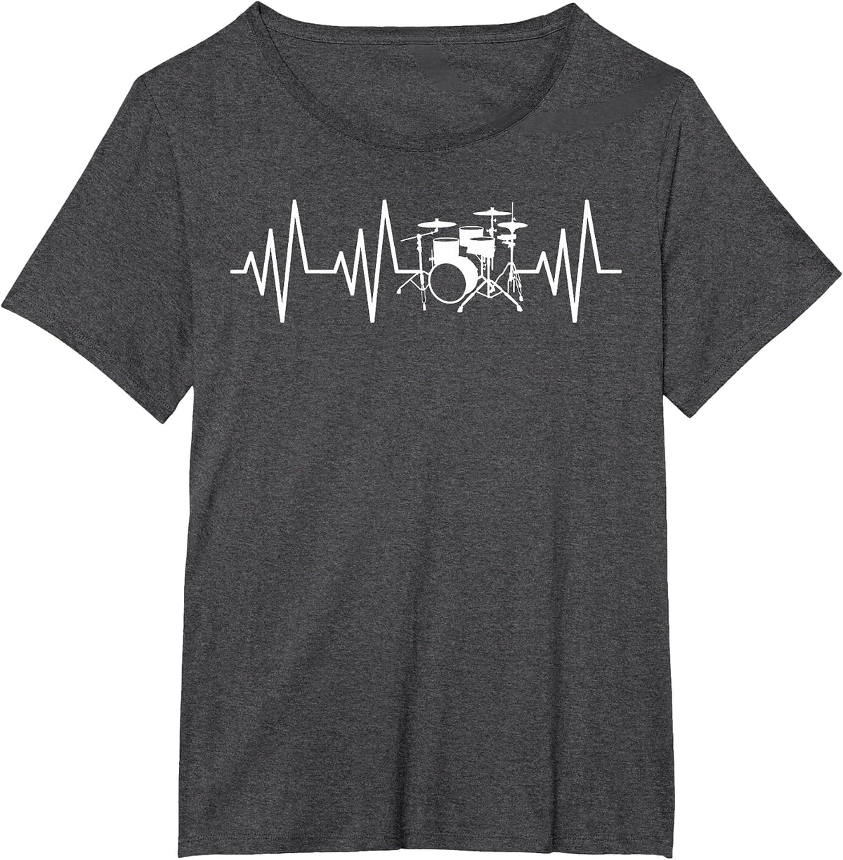 Drums Heartbeat Love Drummer Heartbeat T-Shirt - Dark Heather Grey