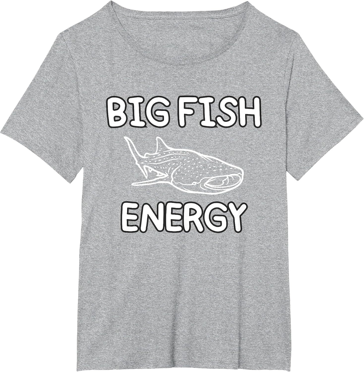 Big Fish Energy Cute Funny Whale Shark Ocean T-Shirt - Heather Grey