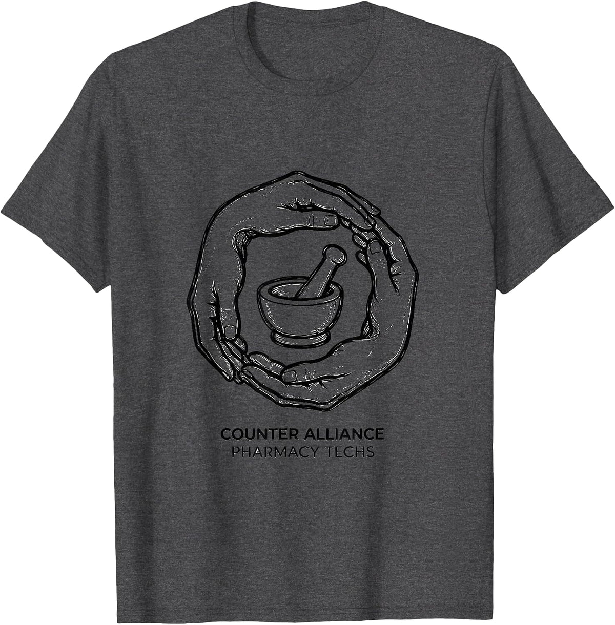 Men's Counter Alliance Pharmacy Techs Funny Pharmacy Technician T-Shirt - Dark Heather Grey