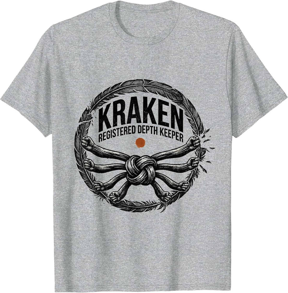 Men's Kraken Registered Depth Keeper Rubber Stamp Octopus Lover T-Shirt - Heather Grey