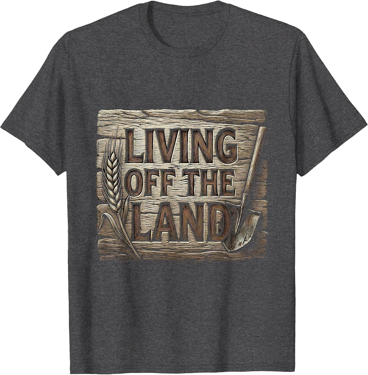 Living Off the Land Country Life Design T-Shirt - Dark Heather Grey