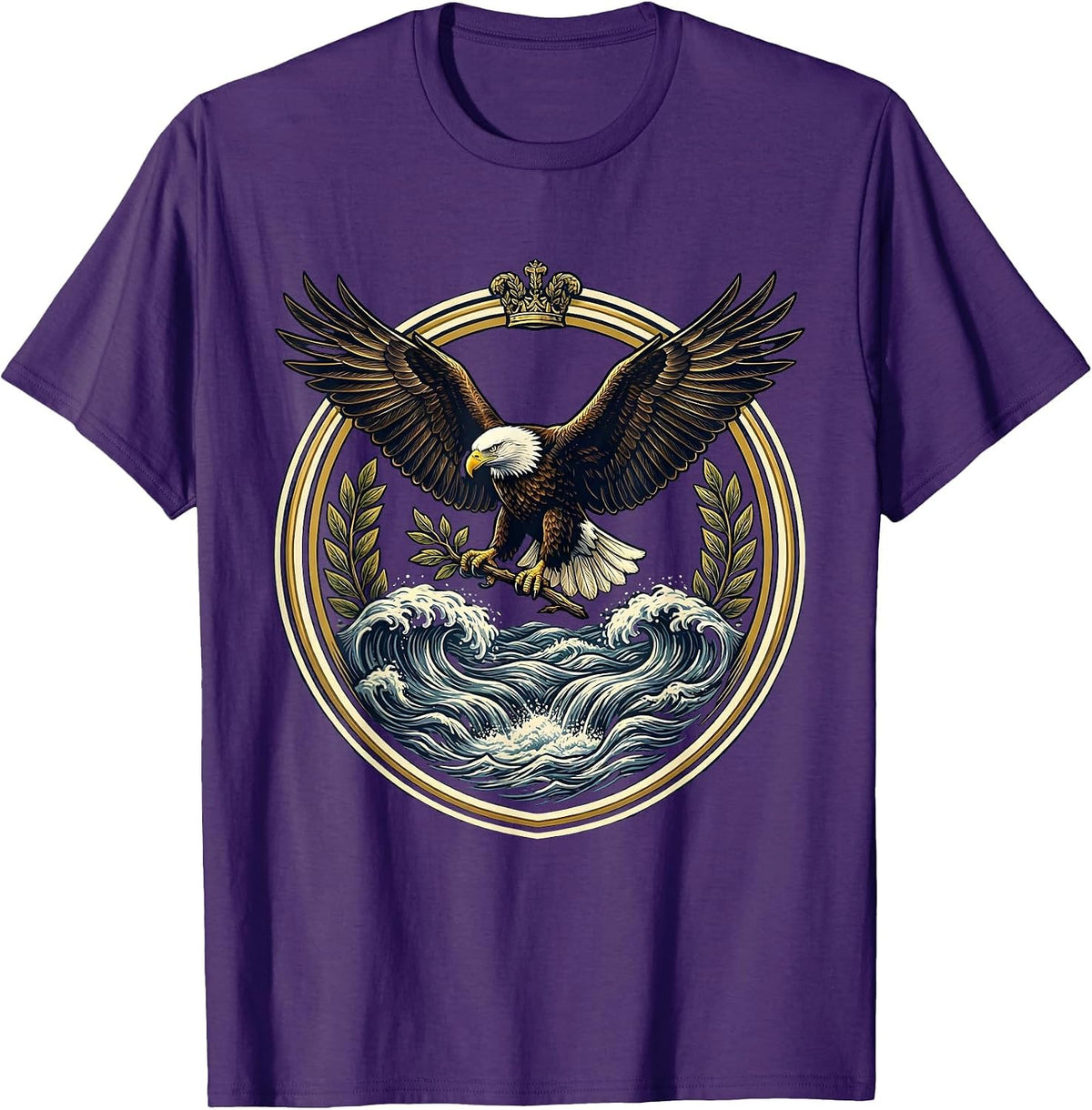 Bald Eagle Chattahoochee River Georgia Design T-Shirt - Purple