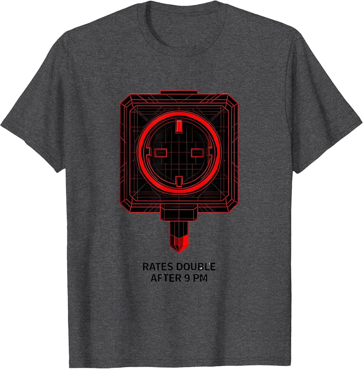 Rates Double After 9 PM Funny Tech Support IT Humor T-Shirt - Dark Heather Grey