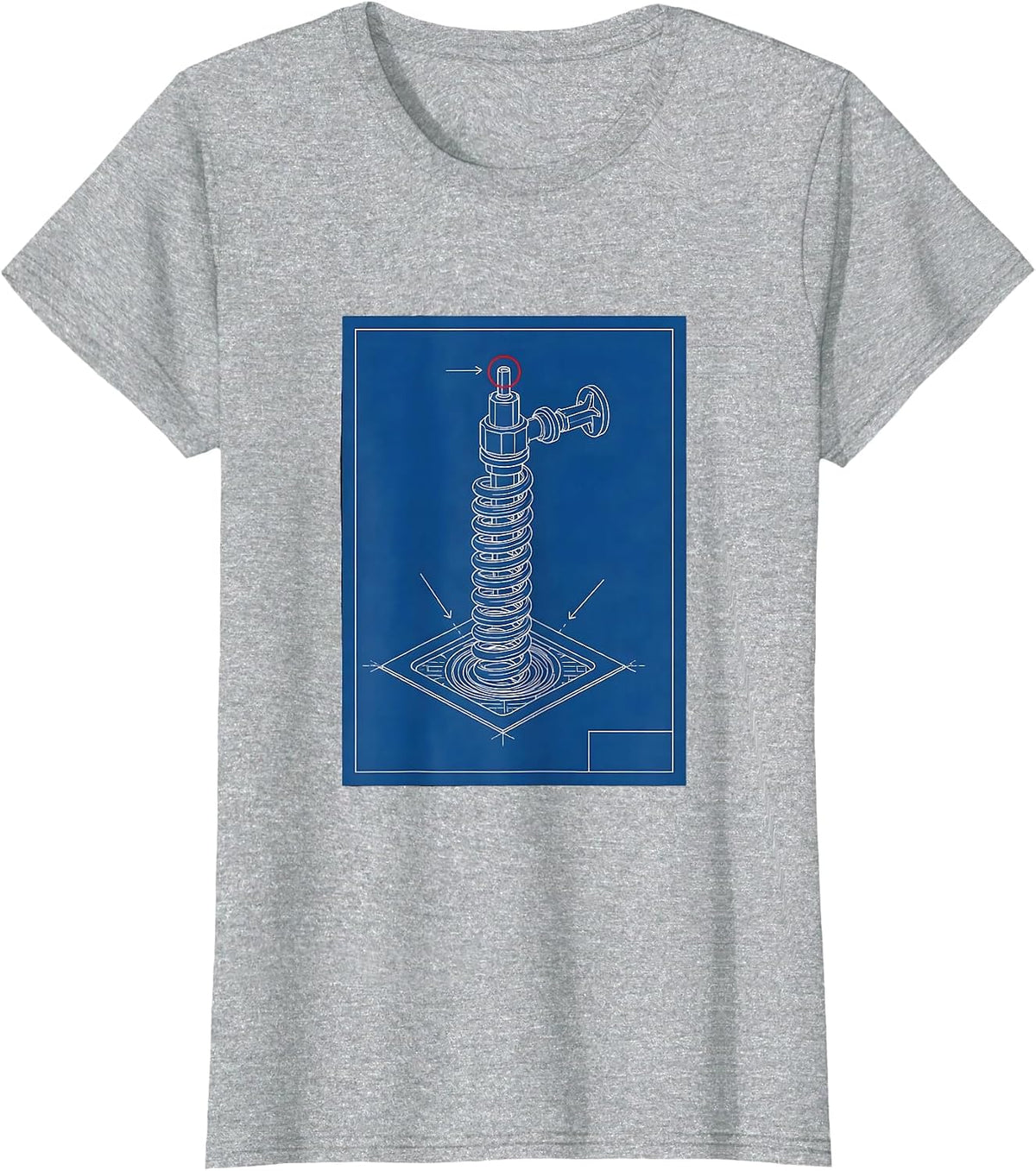 Plumber Drain Auger Technical Blueprint Funny Pipefitter T-Shirt - Heather Grey