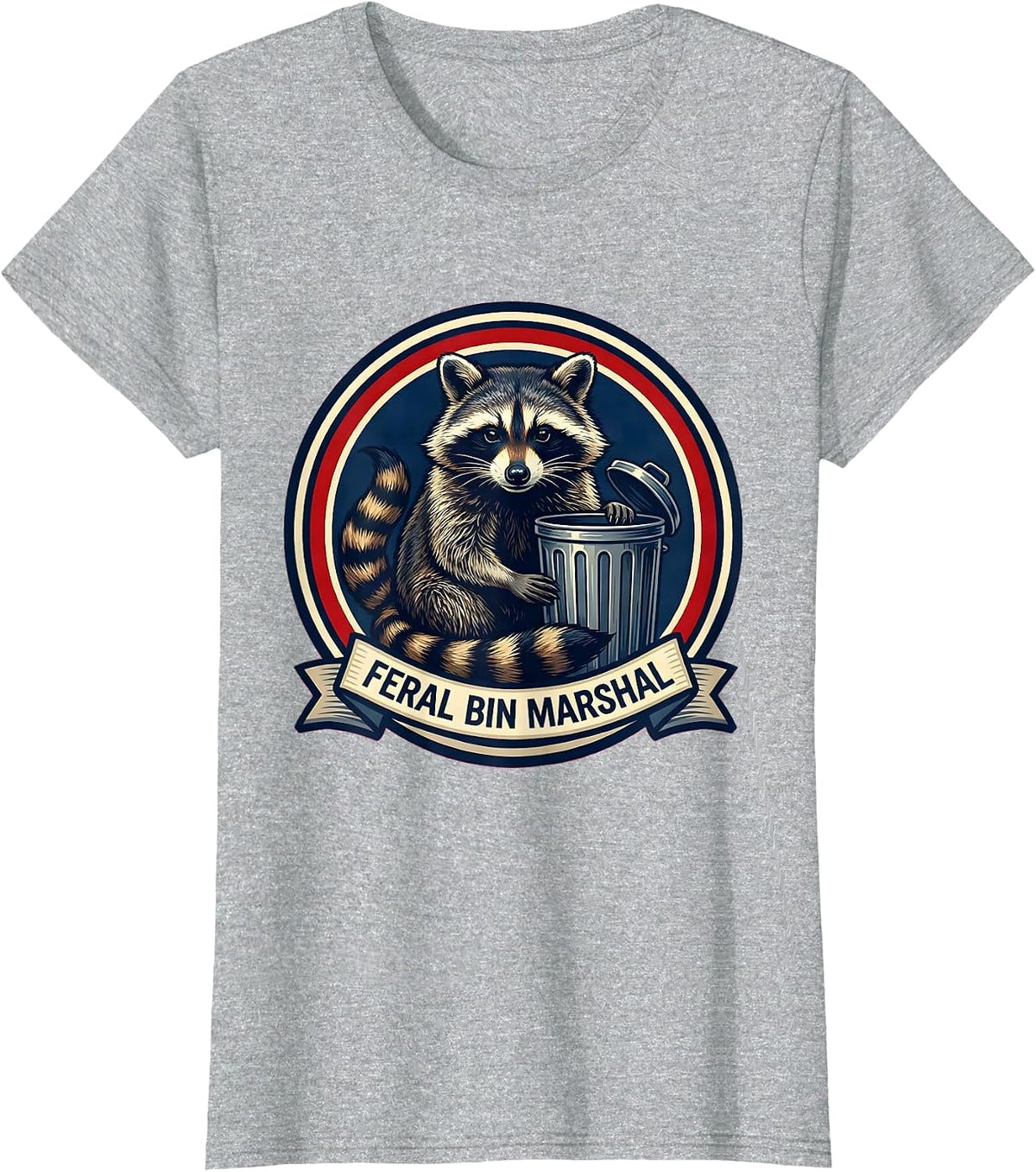 Feral Bin Marshal Funny Jimothy Raccoon Trash Panda Meme T-Shirt - Heather Grey