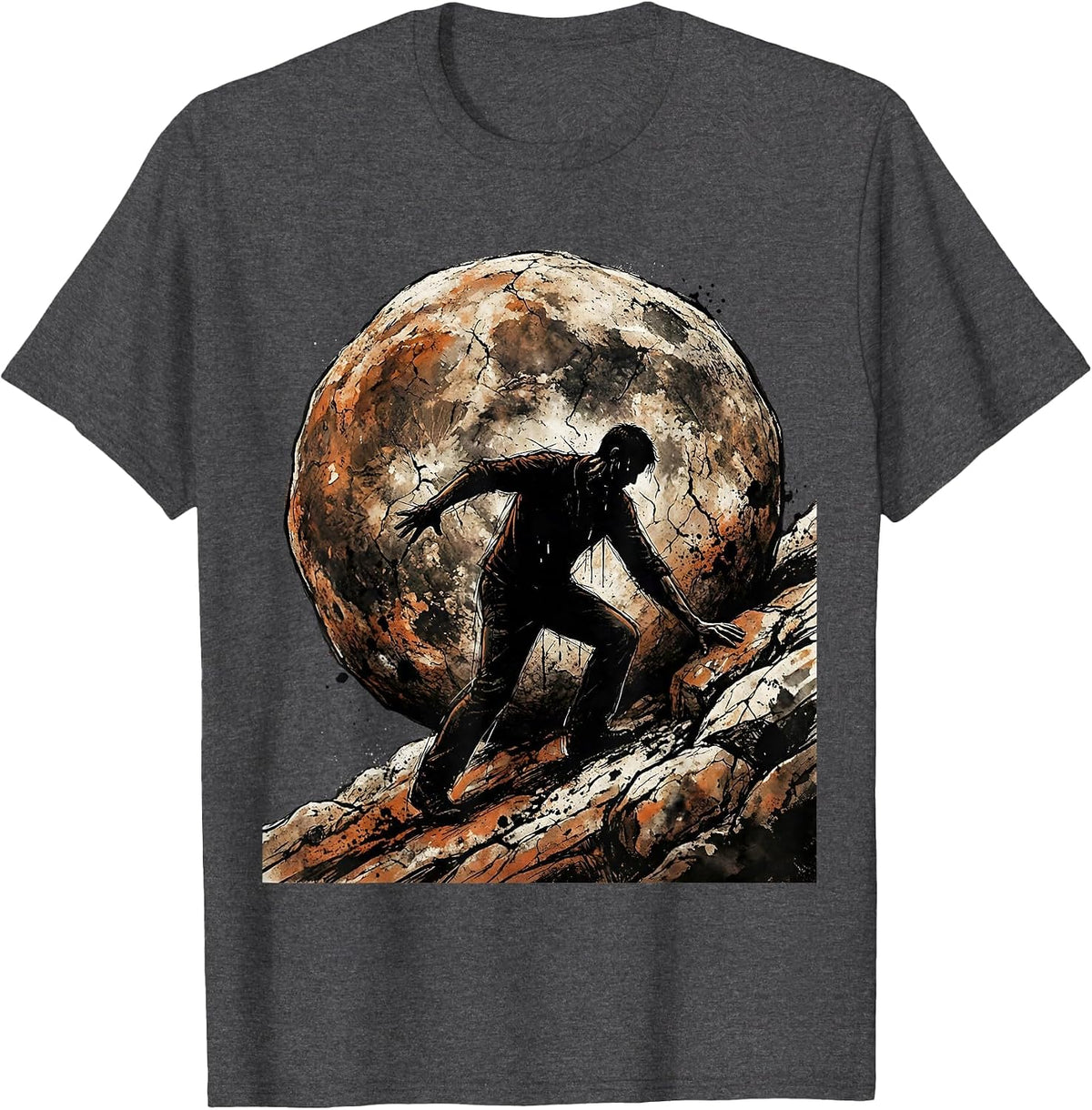 Sisyphus Boulder Push Resistance Graphic T-Shirt - Dark Heather Grey