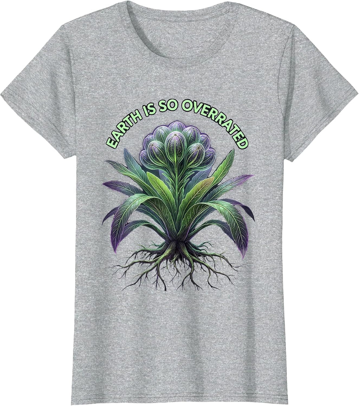 Women's Earth Is So Overrated Alien Space Design T-Shirt - Heather Grey